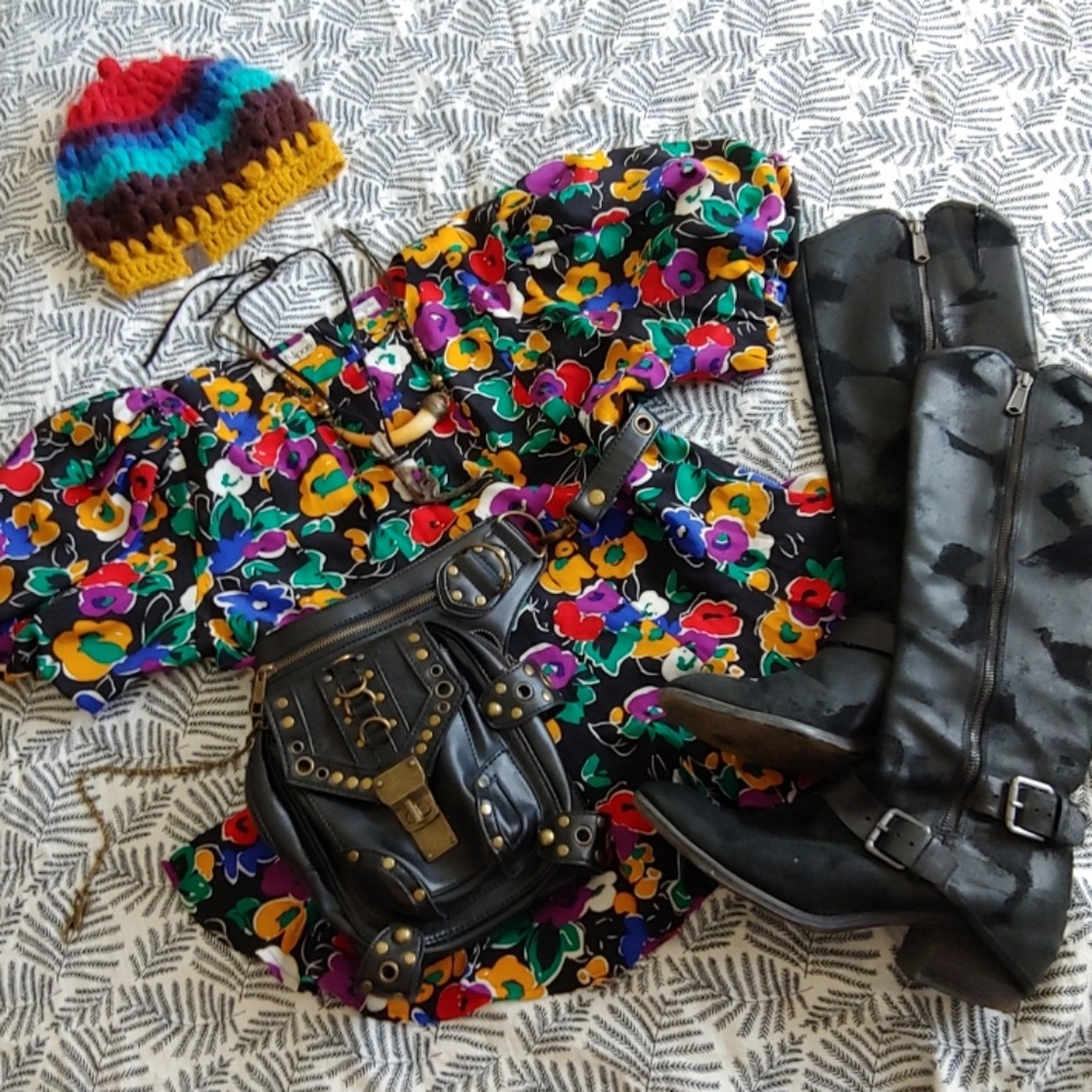 Apocalypse knee high black moto boots